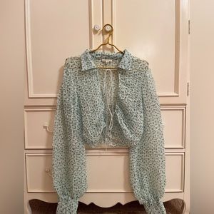 For Love and Lemons polka dot collared blouse
